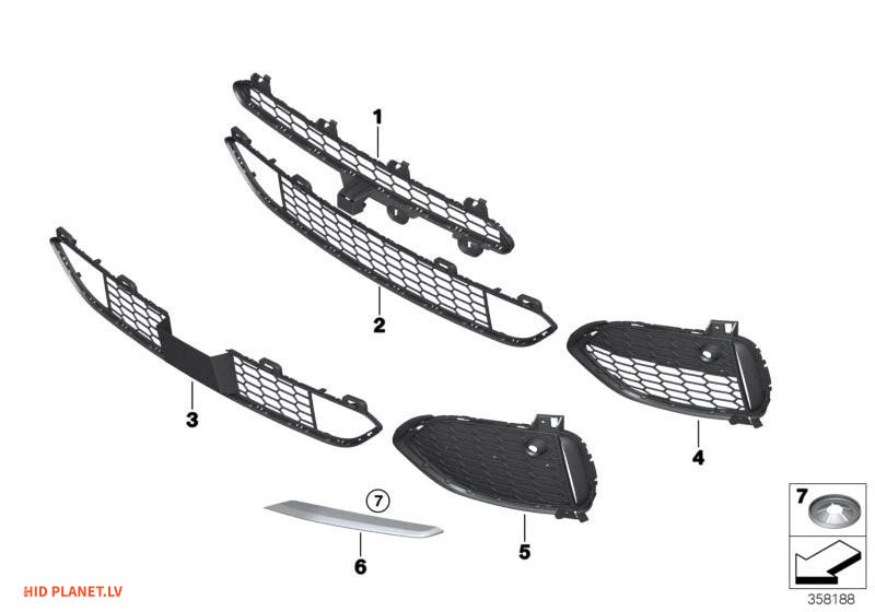 Process of installing decorative inserts in BMW X5 F15 bumper
